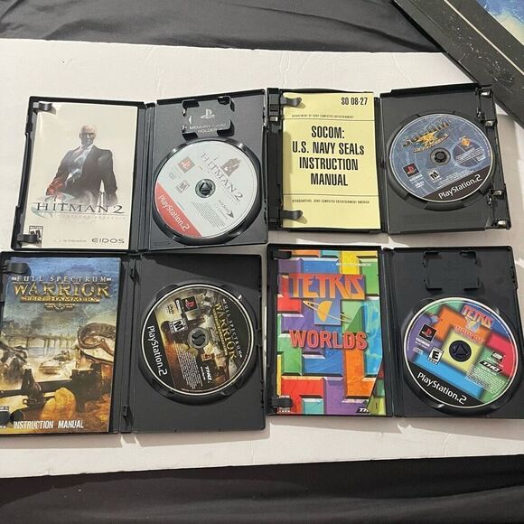 Sony PlayStation 2 PS2 Bundle with 10 Games Hitman 2 Socom Tetris Worlds Full Sp - Picture 9 of 10